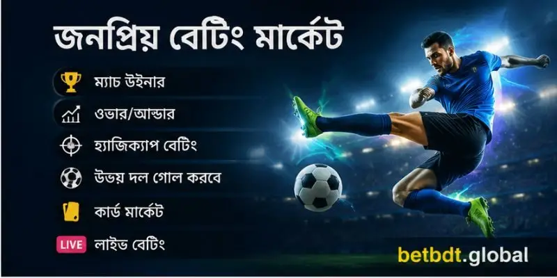 বাংলাদেশে জনপ্রিয় বেটিং মার্কেটসমূহ – ম্যাচ উইনার, ওভার/আন্ডার ও লাইভ বেটিং