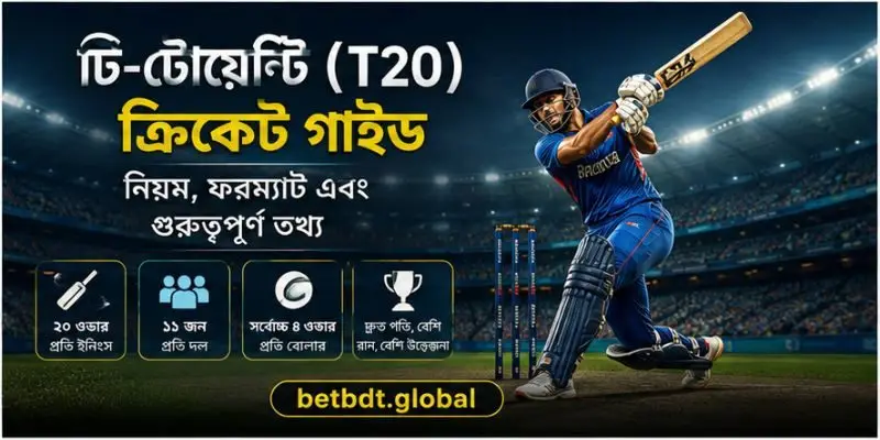 টি-টোয়েন্টি (T20) ক্রিকেট গাইড – টি-টোয়েন্টি ক্রিকেটের নিয়ম, ফরম্যাট এবং গুরুত্বপূর্ণ তথ্য