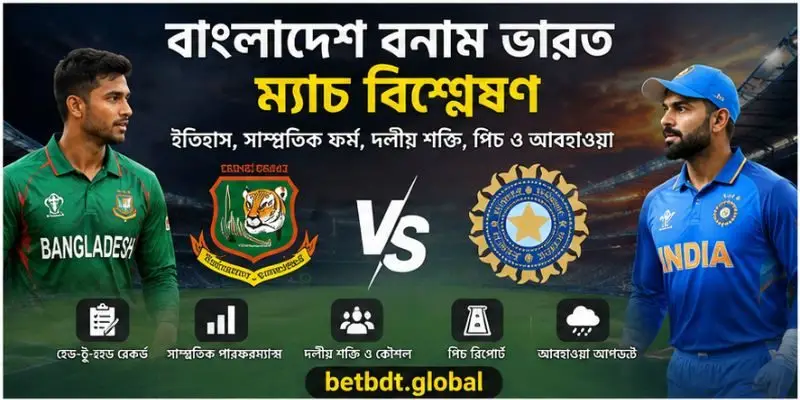 বাংলাদেশ বনাম ভারত ম্যাচ বিশ্লেষণ – দুই দলের সাম্প্রতিক পারফরম্যান্স, স্কোয়াড ও ম্যাচ প্রস্তুতির গুরুত্বপূর্ণ তথ্য
